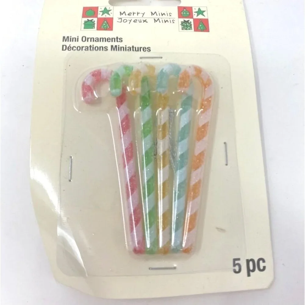 Michaels 5 Pc Merry Mini Ornaments Tree Decor Frosted Sugar Candy Canes